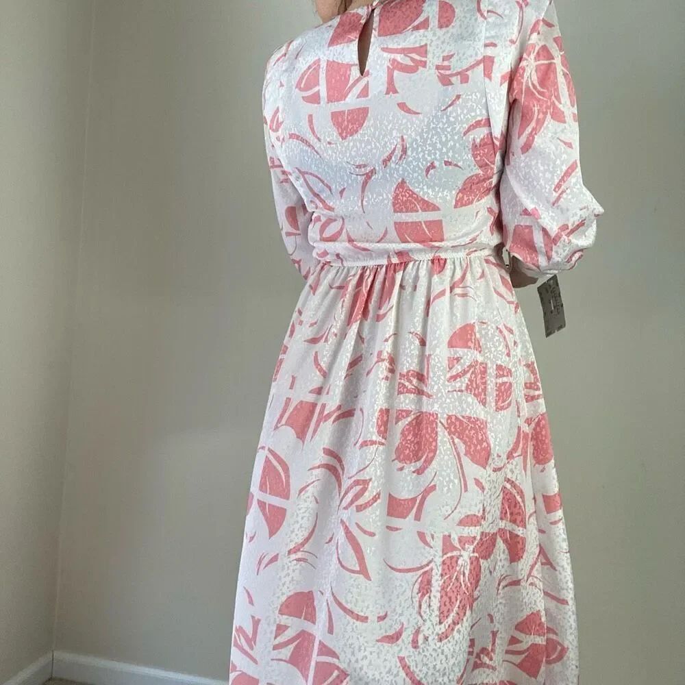 Vintage 80s Pink Secretary Dress w/ Belt | Golden Girls Costume, NWT Deadstock - Picture 7 of 12
